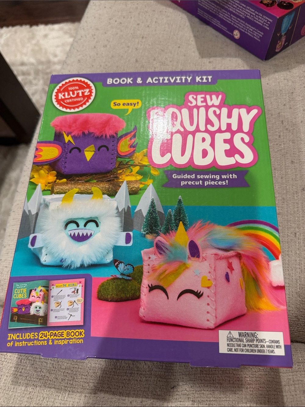 Sew Squishy Cubes Kids Craft Kit - Pink & Purple